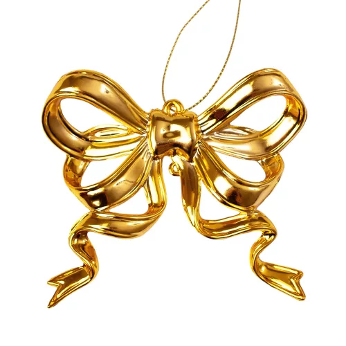 Akrylová mašľa, vianočná ozdoba, 8 x 9 cm - Zlatá