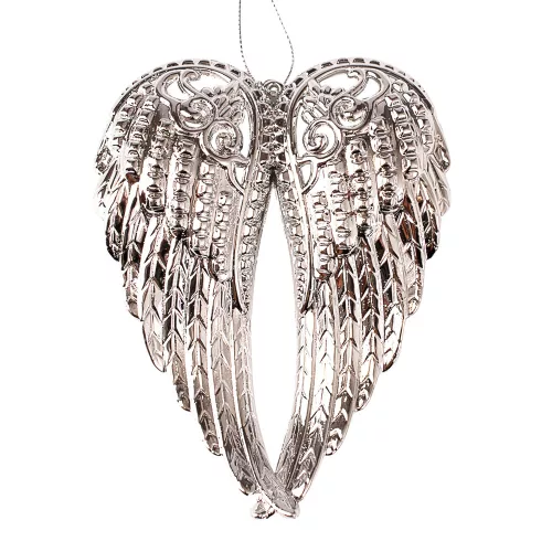 Akrylové anjelské krídla, vianočná ozdoba, 15 x 11 cm - Strieborná