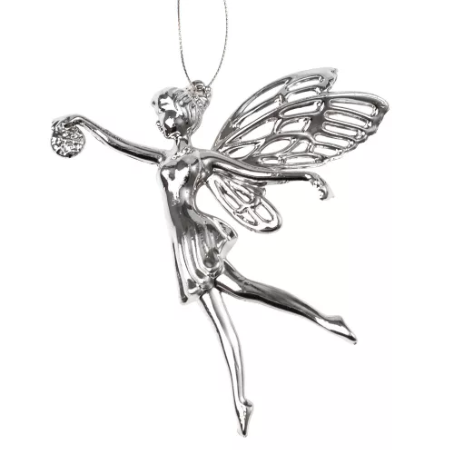 Akrylová víla, vianočná ozdoba, 11,3 x 12 cm - Strieborná