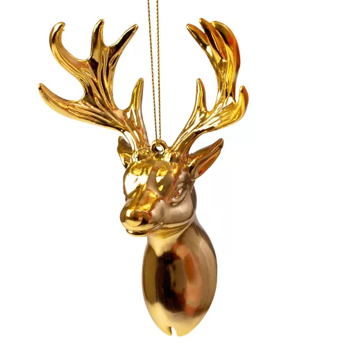 Akrylová jeleňová hlava, vianočná ozdoba, 14 x 9 cm - Zlatá