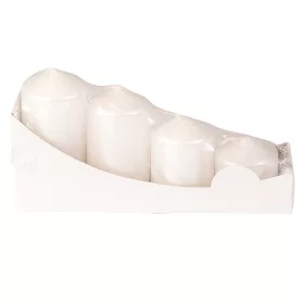   Stupňovitá adventná sada valcových sviečok, Ø40 x 40/55/70/85mm - Metalická perleťová biela