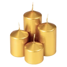   Stupňovitá adventná sada valcových sviečok, Ø40 x 40/55/70/85mm - Metalická zlatá