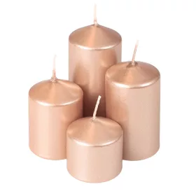   Stupňovitá adventná sada valcových sviečok, Ø40 x 40/55/70/85mm - Metalická šampanská