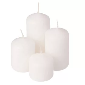   Stupňovitá adventná sada valcových sviečok, Ø40 x 40/55/70/85mm - Matná biela