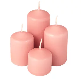   Stupňovitá adventná sada valcových sviečok, Ø40 x 40/55/70/85mm - Matná ružová