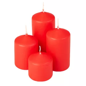   Stupňovitá adventná sada valcových sviečok, Ø40 x 40/55/70/85mm - Matná červená