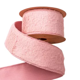   Kožušinová stuha s drôtovým lemom 63mm x 5m - Púdrovo ružová  