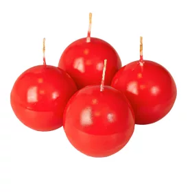   Adventná sada guľatých sviečok, 5cm - Lakovaná červená