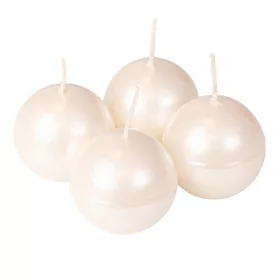   Adventná sada guľatých sviečok, 5cm - Metalická perleťová biela