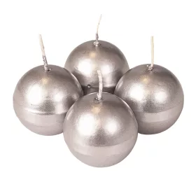   Adventná sada guľatých sviečok, 5cm - Metalická strieborná