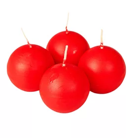 Adventná sada guľatých sviečok, 5cm - Matná červená