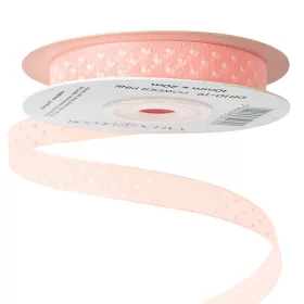 Organza stuha s bodkami 10mm x 20m - Púdrová ružová