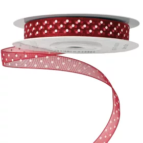 Organza stuha s bodkami 10mm x 20m - Bordová