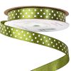 Saténová stuha s bielymi bodkami 12mm x 20m - Olivová zelená