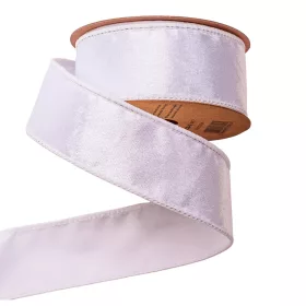 Zamatová stuha s drôtovým lemom 38mm x 5m - Biela  