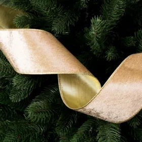 Zamatová stuha s drôtovým lemom 38mm x 5m - Zlatá  