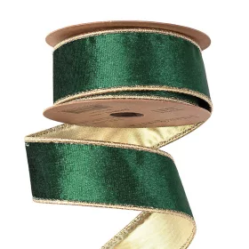 Zamatová stuha s drôtovým lemom 38mm x 5m - Zelená  