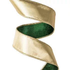 Zamatová stuha s drôtovým lemom 38mm x 5m - Zelená  
