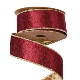 Zamatová stuha s drôtovým lemom 38mm x 5m - Bordová  