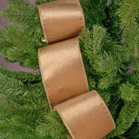   Zamatová stuha so zlatou farbou a drôtovým lemom 63mm x 5m  