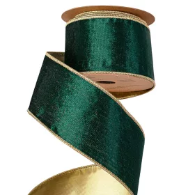 Zelená zamatová stuha s drôtovým lemom 63mm x 5m  