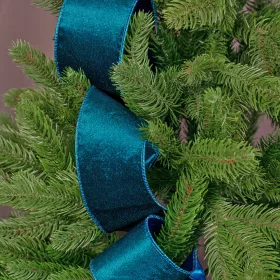 Modrá zamatová stuha s drôtovým lemom 63mm x 5m  