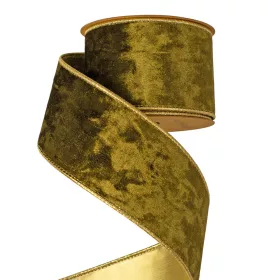   Machovo zelená zamatová stuha s drôtovým lemom 63mm x 5m  