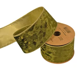   Machovo zelená zamatová stuha s drôtovým lemom 63mm x 5m  