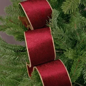 Bordová zamatová stuha s drôtovým lemom 63mm x 5m  