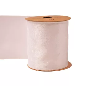 Biela zamatová stuha s drôtovým lemom 100mm x 5m  