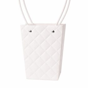   10 ks. Embosovaná taška na kvety 13(v) x 9.5(š) x 15.5(h) cm - Bielá