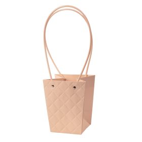   10 ks. Embosovaná taška na kvety 13(v) x 9.5(š) x 15.5(h) cm - Tmavá púdrová