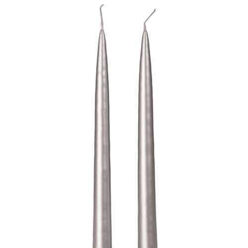 Špirálová sviečka, 2ks balenie, 2.2cm x 25cm - Metalická strieborná