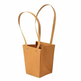 10ks. Kraftová taška na kvety 13(v) x 13(š) x 15.5(h) cm