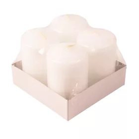   Adventná sada valcových sviečok, 7 x 4cm - Lakovaná biela