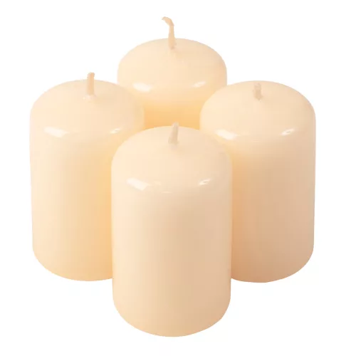 Adventná sada valcových sviečok, 7 x 4cm - Lakovaná ecru