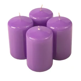   Adventná sada valcových sviečok, 7 x 4cm - Lakovaná fialová