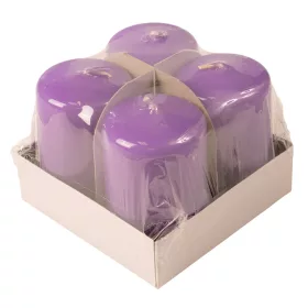   Adventná sada valcových sviečok, 7 x 4cm - Lakovaná fialová