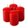 Adventná sada valcových sviečok, 7 x 4cm - Lakovaná červená