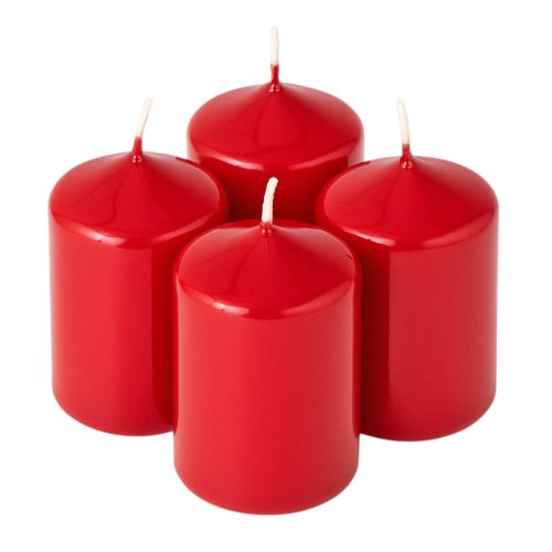 Adventná súprava valcových sviečok, 7 x 4 cm – Lakovaná červená