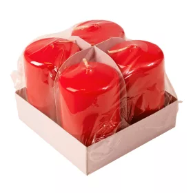   Adventná sada valcových sviečok, 7 x 4cm - Lakovaná červená