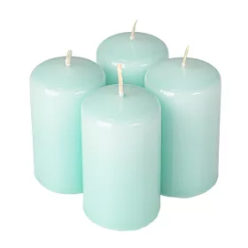  Adventná sada valcových sviečok, 7 x 4cm - Lakovaná svetlá tyrkysová