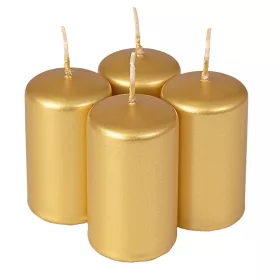   Adventná sada valcových sviečok, 7 x 4cm - Metalická zlatá