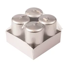   Adventná sada valcových sviečok, 7 x 4cm - Metalická strieborná