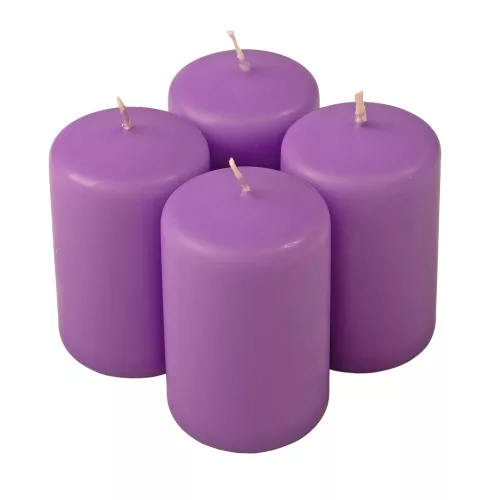 Adventná sada valcových sviečok, 7 x 4cm - Matná fialová