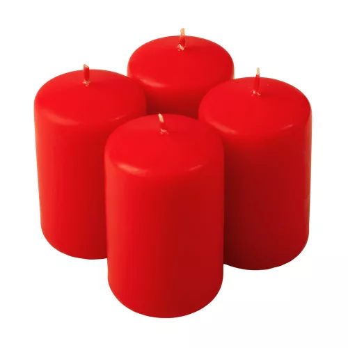 Adventná sada valcových sviečok, 7 x 4cm - Matná červená