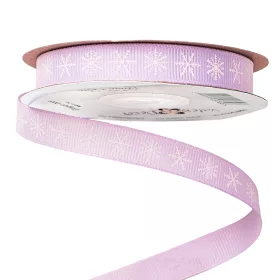 Ripsová stuha s vločkami 12mm x 20m - Svetlofialová  