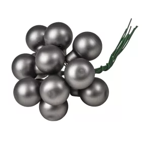   Sklenená guľôčka na drôtiku, matná sivá, priemer 2cm, zväzok 12 ks