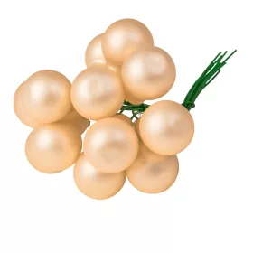   Sklenená guľôčka na drôtiku, matná krémová, priemer 2cm, zväzok 12 ks