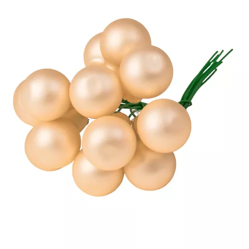 Sklenená guľôčka na drôtiku, matná krémová, priemer 2cm, zväzok 12 ks